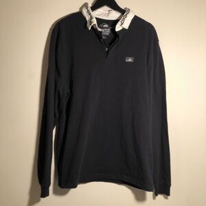 Lurking Class Black Long Sleeve Polo w embroidered barbed wire LRG